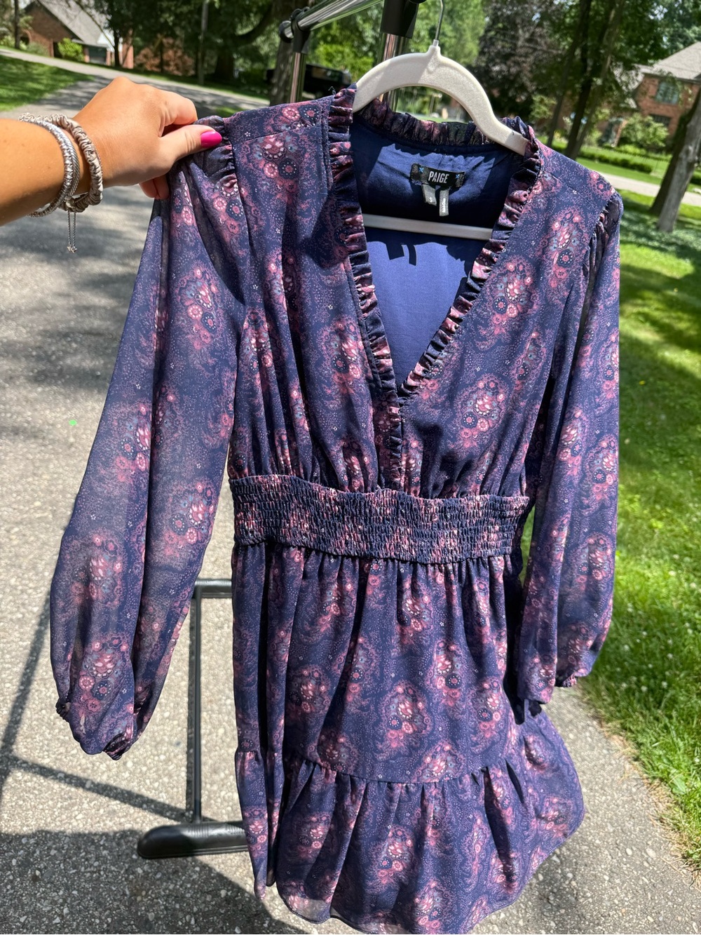 PAIGE Navy and Purple Dress